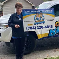 Crawl Space Brothers - Charlotte NC - Encapsulate with 14 mil vapor barrier, install E70 dehumidifier, treat floor joists with YCS mold cleaner, seal all foundation vents. Happy Customer: Tonya Martinez - 403 Oak Circle, Kannapolis, NC, 28081
