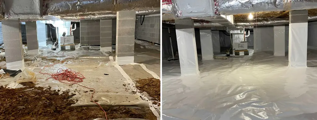 Crawl Space - How to Waterproof a Crawl Space - Encapsulation Before and After
